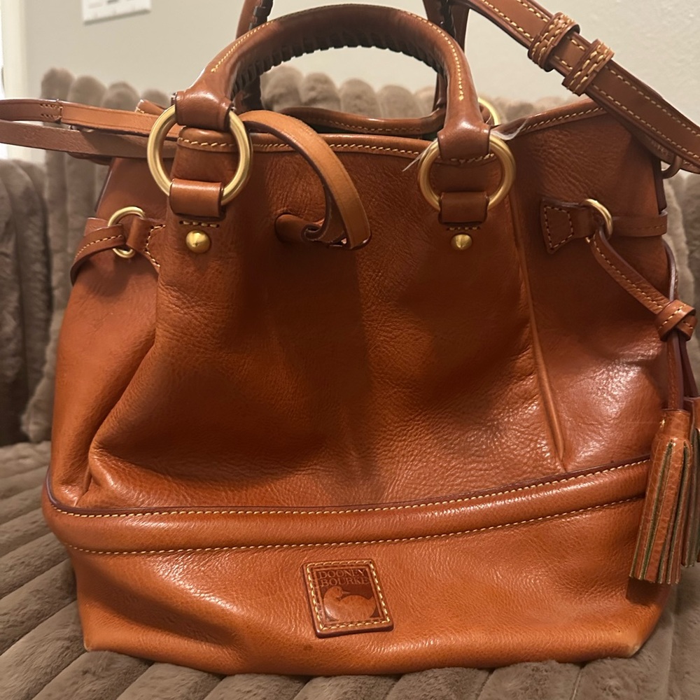 Dooney & Bourke Tan Leather Shoulder Bag with Gold Hardware